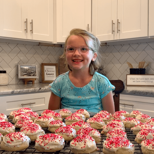 Kinsley baked 43 cookies to join team 43 in the 43 challenge and do 43 campaign!